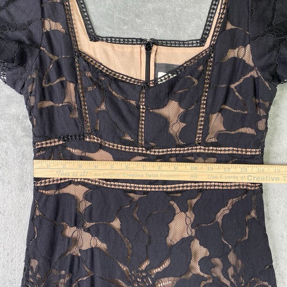 Anthropologie Dress Womens Sz 6 Black Slim Lace Maxi Floral Cocktail Evening - Picture 15 of 16
